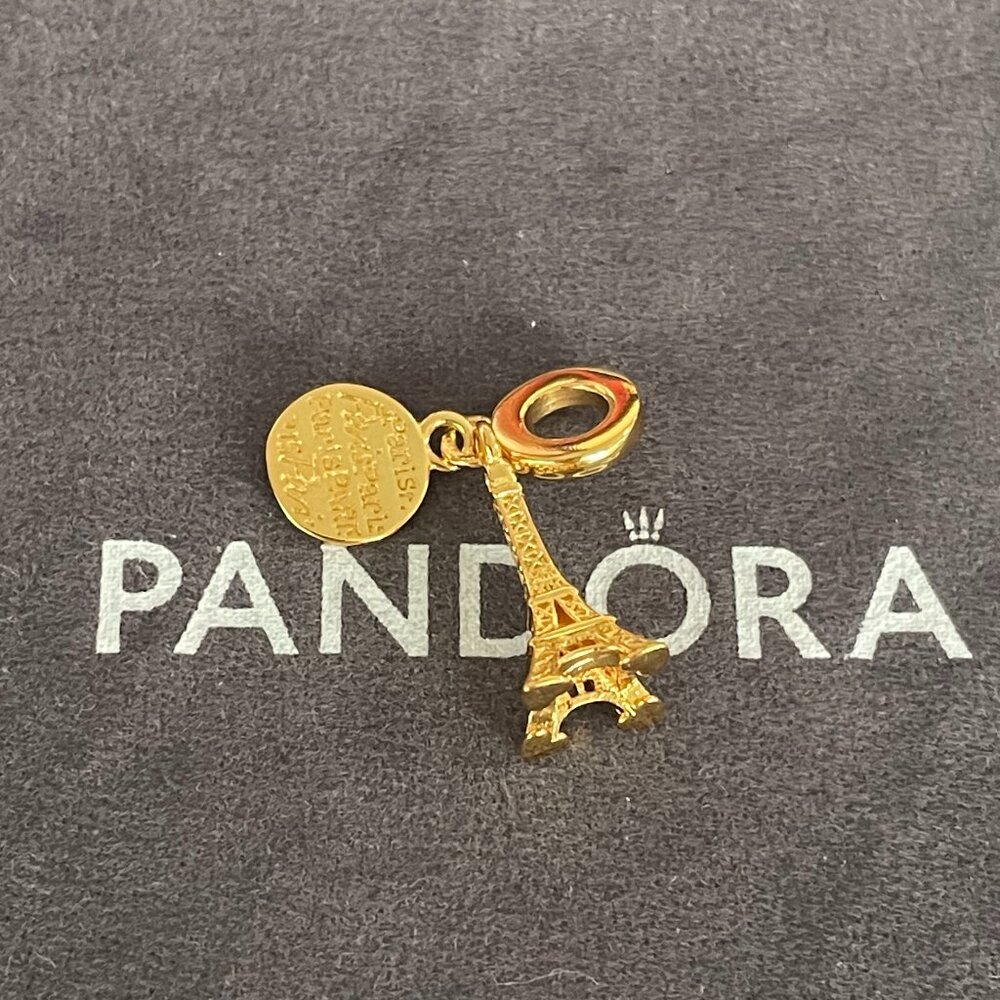 Pandora Pendant Double Gravable Diamant de Laboratoire Tour Eiffel de Paris